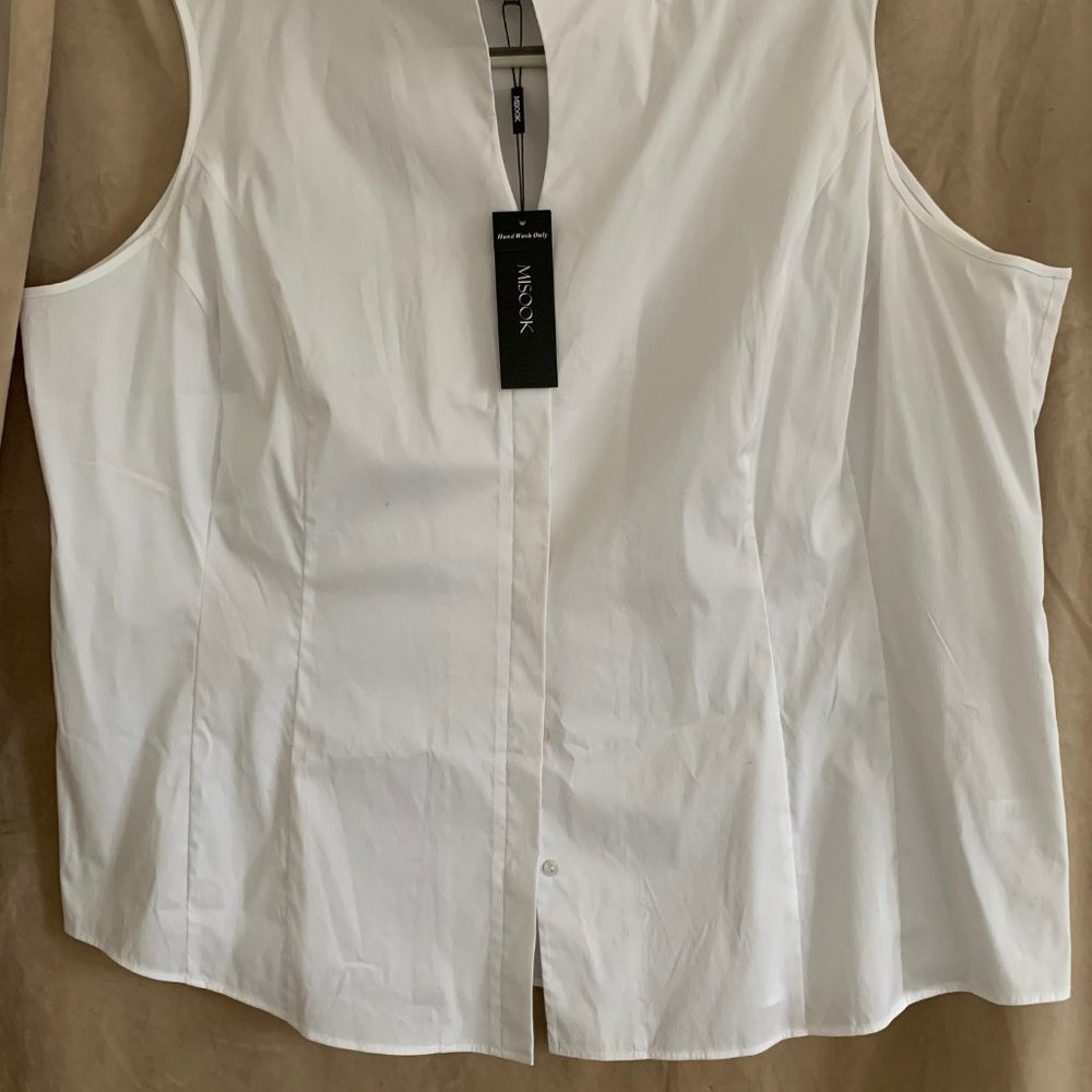 Misook  2x White Stand Collar blouse NWT